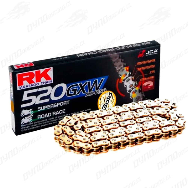 Cadena rk 520 118 gxw dorada xw ring   reforzada   super sport