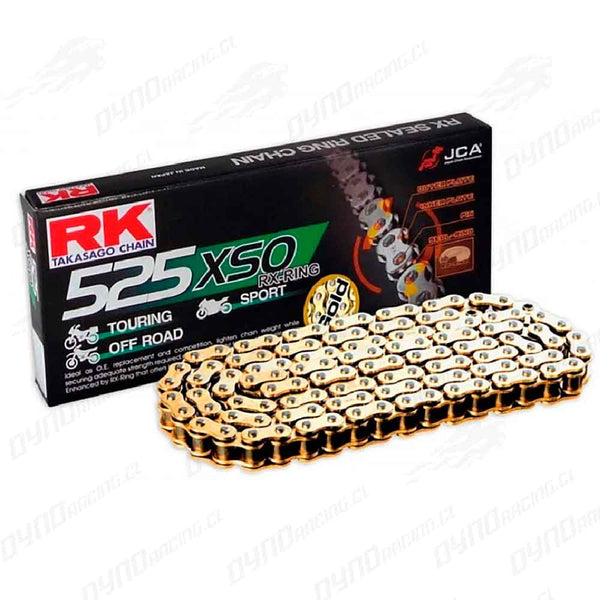 Cadena rk 525 118 xso dorada rx ring   reforzada   sport