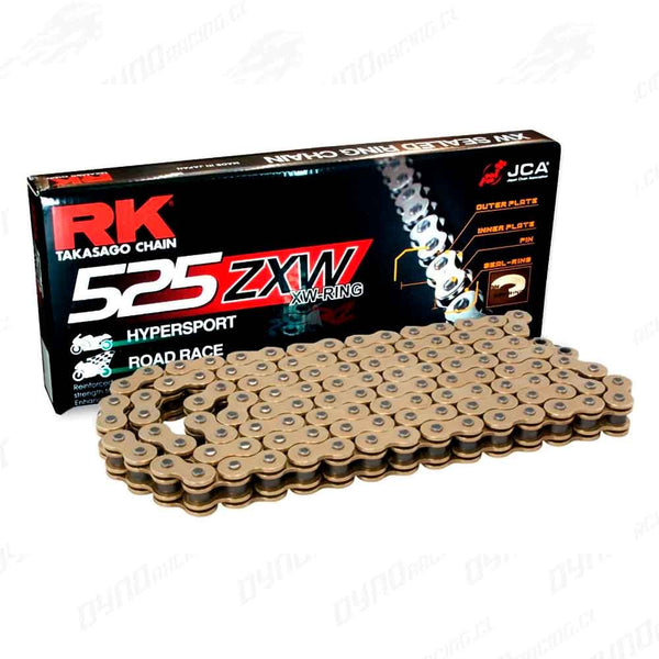 Cadena rk 525 118 zxw dorada zxw ring   reforzada   super sport