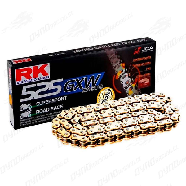 Cadena rk 525 120 gxw dorada xw ring   reforzada   super sport