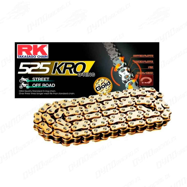 Cadena rk 525 120 kro dorada o ring