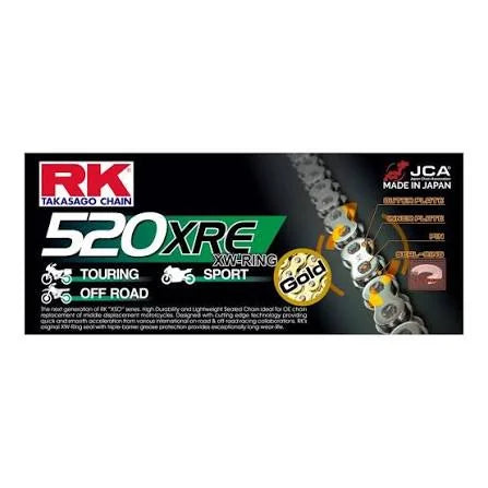 Cadena rk 520 xre dorada xw ring   reforzada
